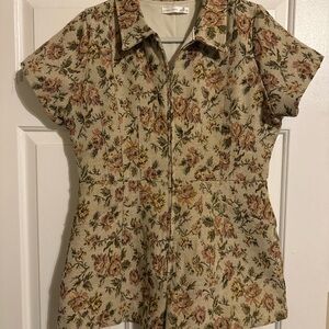 Altar'd State Floral Button romper - Cream and Brown